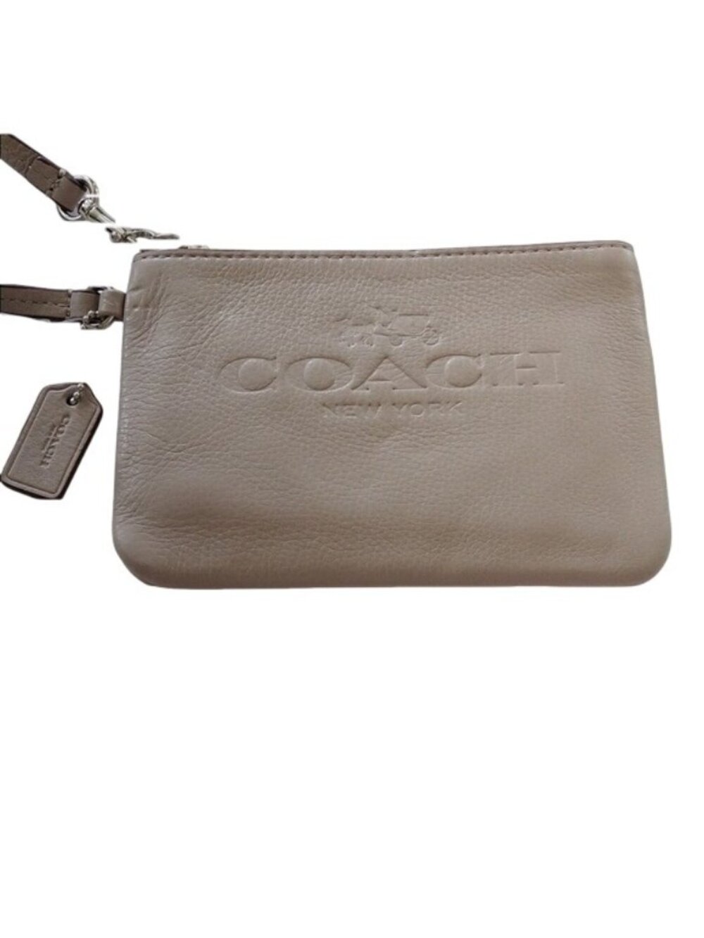 Coach Pebble Leather Small Wristlet, F52717 in SV/ Grey Birch - Picture 2 of 6